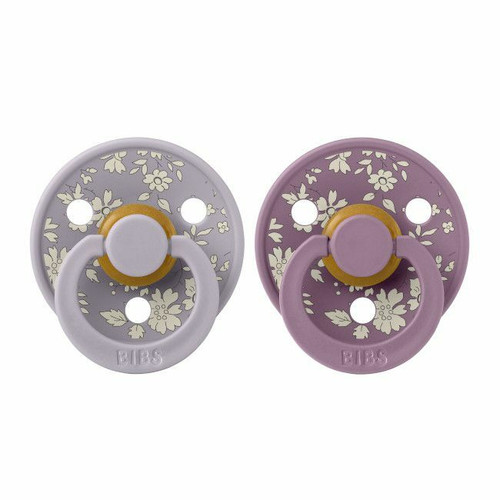 BIBS 2 Colour Latex Round Dummies Capel Fossil Grey/Mauve 6-18M