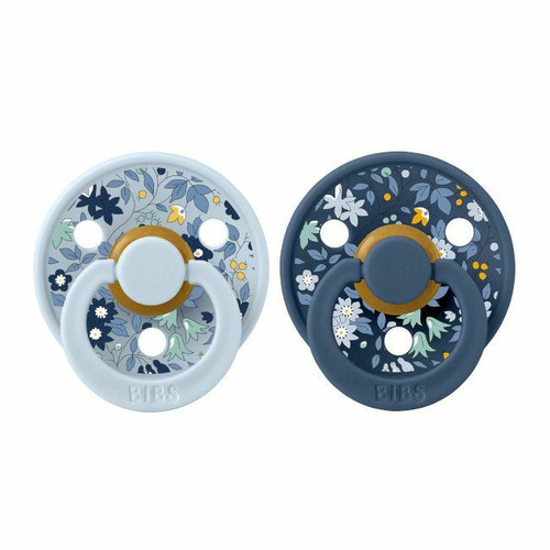 BIBS 2 Colour Latex Round Dummies Chamomile Baby Blue/Steel Blue 6-18M
