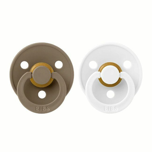 BIBS 2 Chupetas Colour Látex Redonda Dark Oak/White 0-6M BIBS 2 Colour Round Latex Dummies Dark Oak/White 0-6M