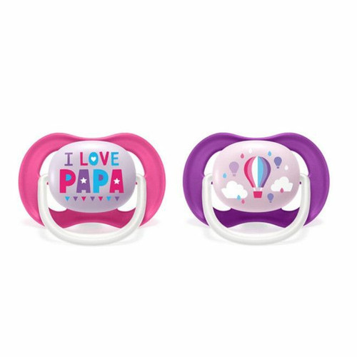 Philips AVENT 2 Ultra Air Happy Soothers Pink 6-18M SCF080/04