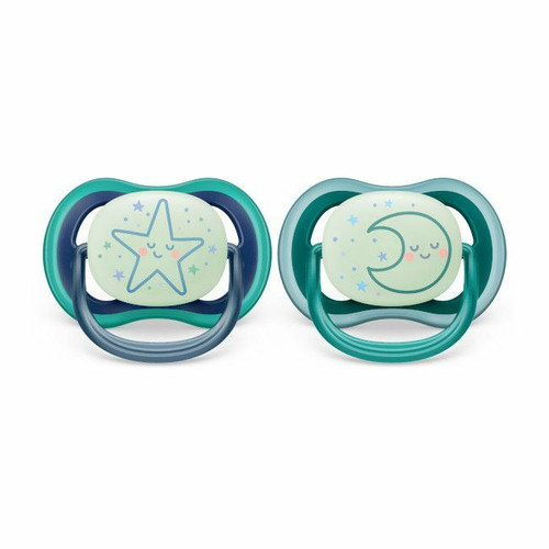Philips AVENT 2 Ultra Air Night Soothers Star/Moon 6-18M SCF376/13