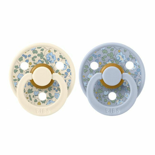 BIBS 2 Colour Latex Round Dummies Eloise Dusty Blue/Sky Blue 6-18M