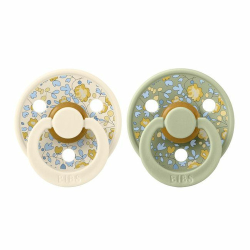 BIBS 2 Colour Latex Round Dummies Eloise Mimosa/Sage 6-18M
