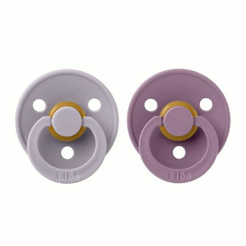 BIBS 2 Colour Latex Round Dummies Fossil Grey/Mauve 0-6M