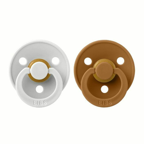 BIBS 2 Chupetas Colour Látex Redonda Haze/Caramel 0-6M BIBS 2 Colour Round Latex Dummies Haze/Caramel 0-6M