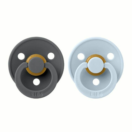 BIBS 2 Colour Round Latex Dummies Iron/Baby Blue 6-18M