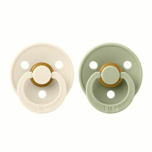 BIBS 2 Chupetas Colour Látex Redonda Ivory/Sage 6-18M BIBS 2 Colour Round Latex Dummies Ivory/Sage 6-18M