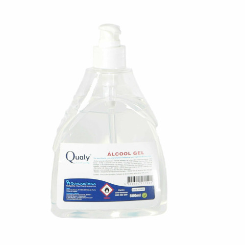 Qualy Álcool Gel 500ml para Higienização das Mãos com Tampa Doseadora Qualy Hand Sanitiser Gel 500ml with Pump Cap