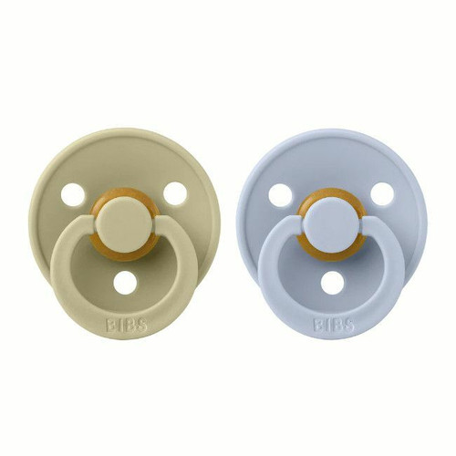 BIBS 2 Colour Latex Round Dummies Khaki/Dusty Blue 0-6M