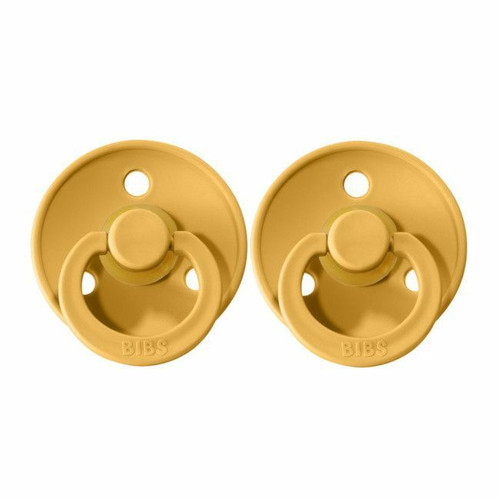 BIBS 2 Colour Round Latex Dummies Mustard/Mustard 6-18M