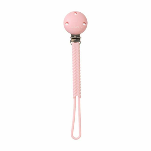 Saro Pink Braided Silicone Soother Clip 14423