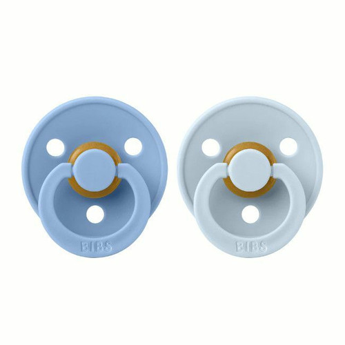 BIBS 2 Colour Latex Round Dummies Sky Blue/Baby Blue 0-6M