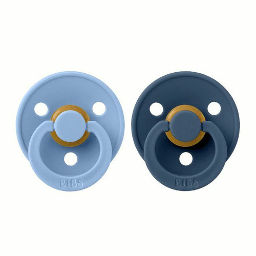 BIBS 2 Colour Latex Round Dummies Sky Blue/Steel Blue 0-6M