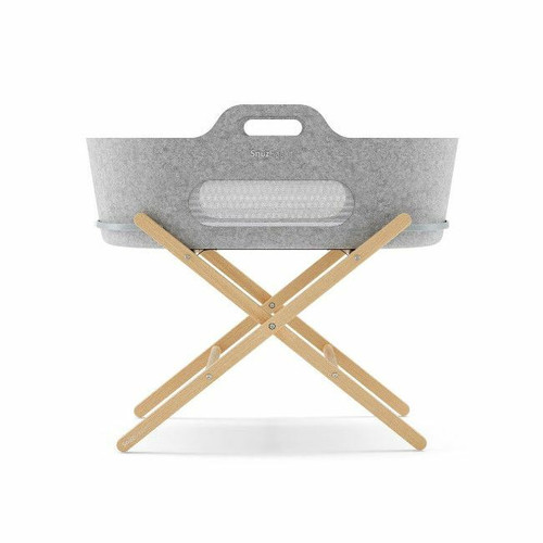 Snuz SnuzBaskit Moses Basket Light Grey + Natural Stand FSB001AB