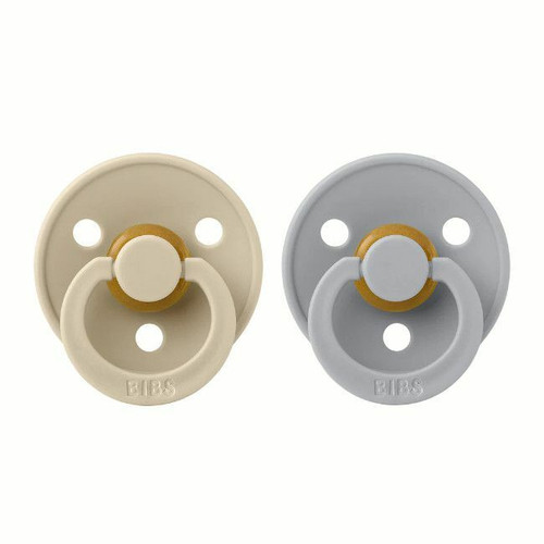 BIBS 2 Colour Latex Round Dummies Vanilla/Cloud 6-18M