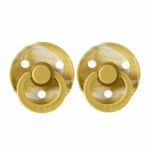 BIBS 2 Colour Tie Dye Round Latex Dummies Mustard/Ivory 6-18M