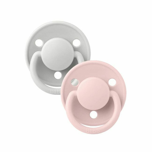 BIBS 2 De Lux Round Silicone Dummies Haze/Blossom 0-3Y