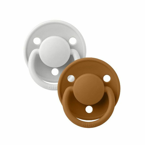 BIBS 2 De Lux Round Silicone Dummies Haze/Caramel 0-3Y