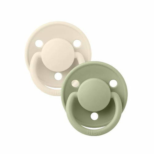 BIBS 2 De Lux Round Silicone Dummies Ivory/Sage 0-3Y