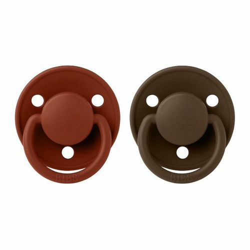 BIBS 2 De Lux Round Silicone Dummies Rust/Mocha 0-3Y