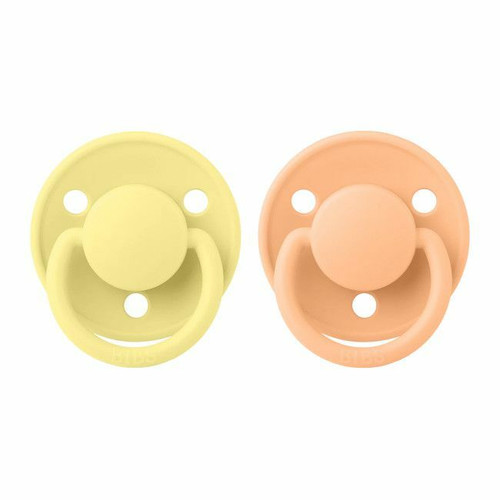 BIBS 2 De Lux Round Silicone Dummies Sunshine/Peach Sunset 0-3Y