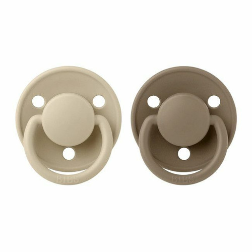 BIBS 2 De Lux Round Silicone Dummies Vanilla/Dark Oak 0-3Y