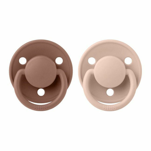 BIBS 2 De Lux Round Silicone Dummies Woodchuck/Blush 0-3Y