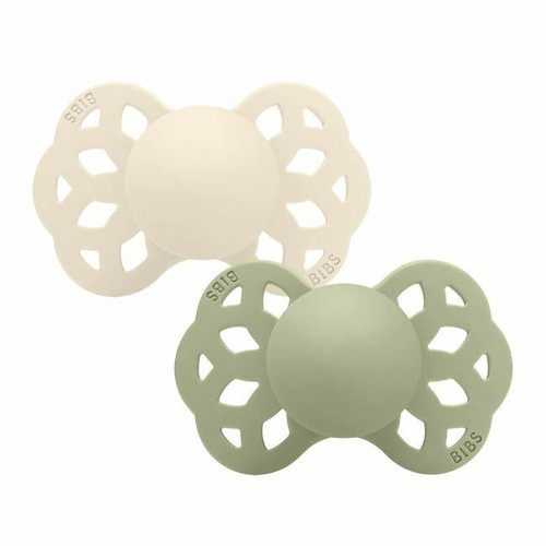 BIBS 2 Chupetas Infinity Silicone Anatómica Ivory/Sage 6-18M BIBS 2 Infinity Anatomical Silicone Dummies Ivory/Sage 6-18M