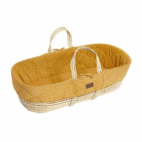 TLGS Organic Palm Leaf Moses Basket with Quilted Mattress Honey Rice FN010I