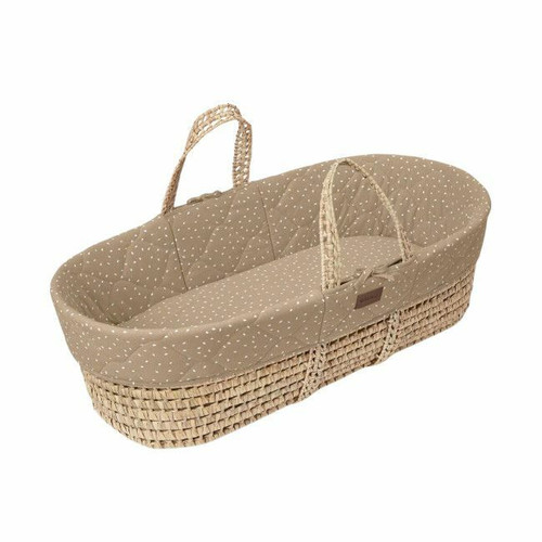 TLGS Organic Palm Leaf Moses Basket with Quilted Mattress Truffle Rice FN010O