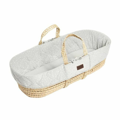 TLGS Alcofa em Folha de Palma Orgânica e Colchão Dove Rice FN010J TLGS Organic Palm Leaf Moses Basket with Mattress Dove Rice FN010J