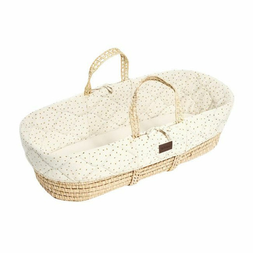 TLGS Organic Palm Leaf Moses Basket with Mattress Linen Rice FN010H