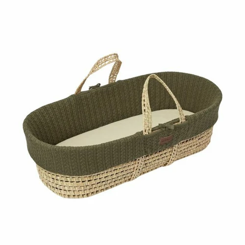 TLGS Organic Palm Leaf Moses Basket with Knitted Mattress Juniper FNB010K