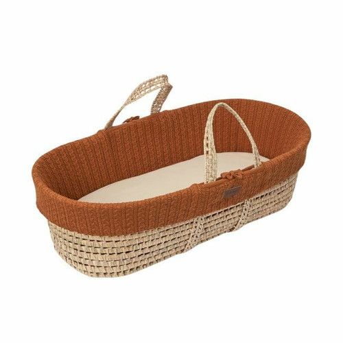 TLGS Organic Palm Leaf Moses Basket with Knitted Mattress Terracotta FNB010M