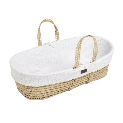 TLGS Organic Palm Leaf Moses Basket with Knitted Mattress White FN010E