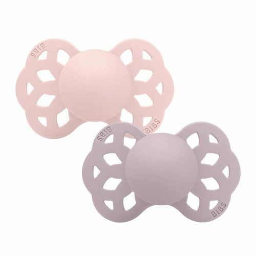 BIBS 2 Infinity Symmetrical Silicone Dummies Blossom/Dusky Lilac 6-18M