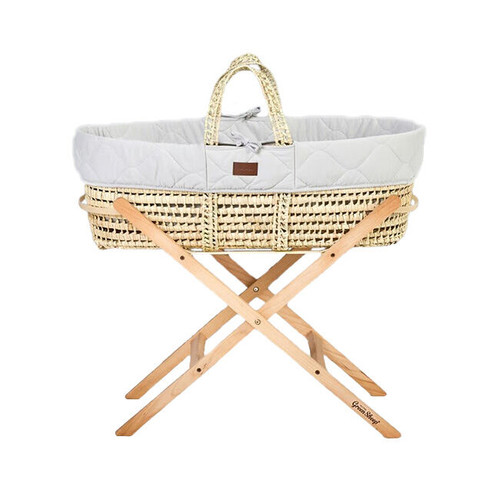 The Little Green Sheep Moses Basket + Cotton Stand Dove FNB010F