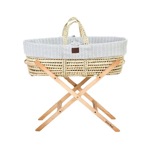 The Little Green Sheep Moses Basket + Mesh Stand Dove FNB010B