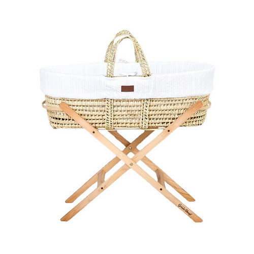 The Little Green Sheep Moses Basket + Mesh Stand White FNB010E
