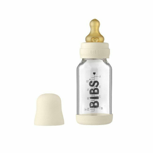 BIBS Biberão Vidro Tetina Redonda Fluxo Lento Ivory 110ml BIBS Glass Bottle Round Teat Slow Flow Ivory 110ml