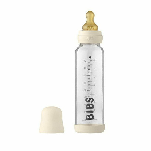 BIBS Biberão Vidro Tetina Redonda Fluxo Lento Ivory 225ml BIBS Glass Bottle Round Teat Slow Flow Ivory 225ml