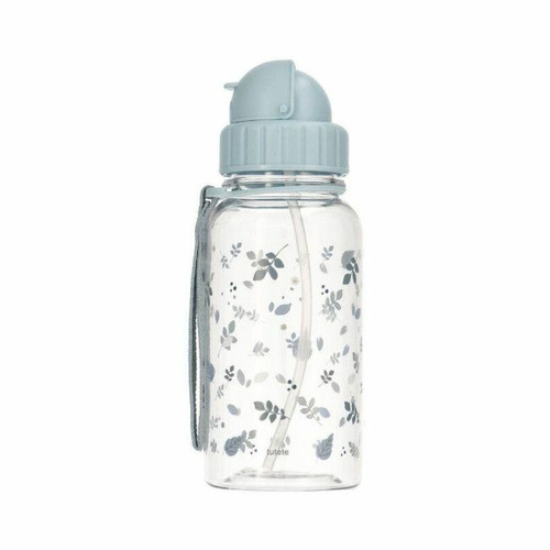Tutete Bottle with Straw 500ml Leaves Blue
