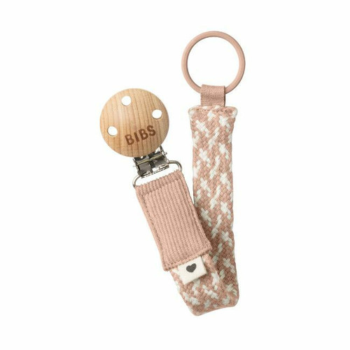 BIBS Braided Pacifier Clip Blush/Ivory