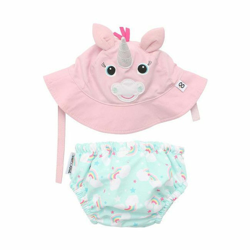 Zoocchini Swim Nappy & Hat Set Unicorn 6-12M