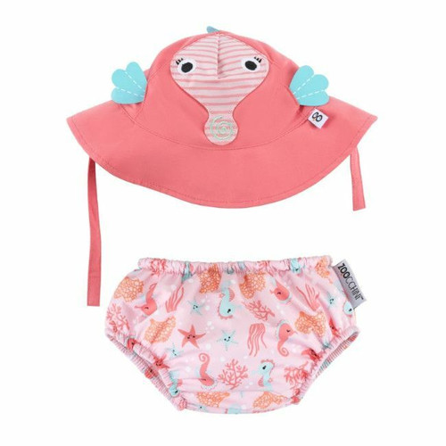 Zoocchini Fralda Natação + Chapéu Cavalo Marinho 6-12M Zoocchini Swim Nappy & Hat Set Seahorse 6-12M