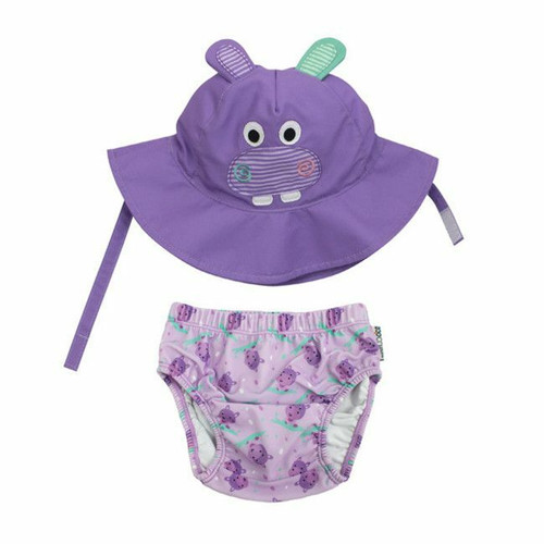 Zoocchini Swim Nappy & Hat Set Hippo 6-12M ZOO-006-018/M