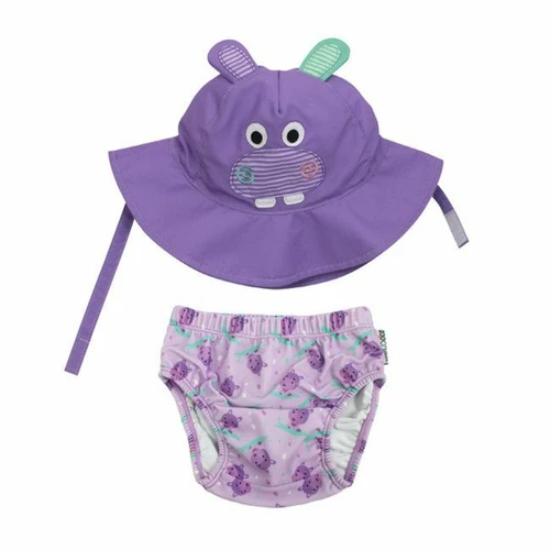 Zoocchini Swim Nappy & Hat Set Hippo 6-12M ZOO-006-018/M
