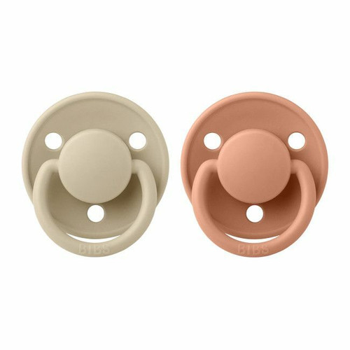 BIBS 2 De Lux Round Silicone Dummies Vanilla/Peach 0-3Y