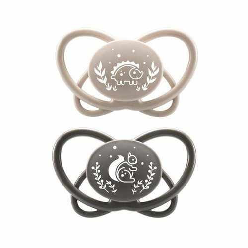 nip 2 Silicone Soothers First Moments My Butterfly Brown 5-18M