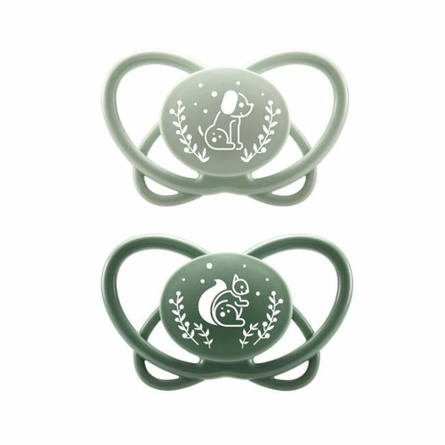 nip 2 Silicone Soothers First Moments My Butterfly Green 5-18M